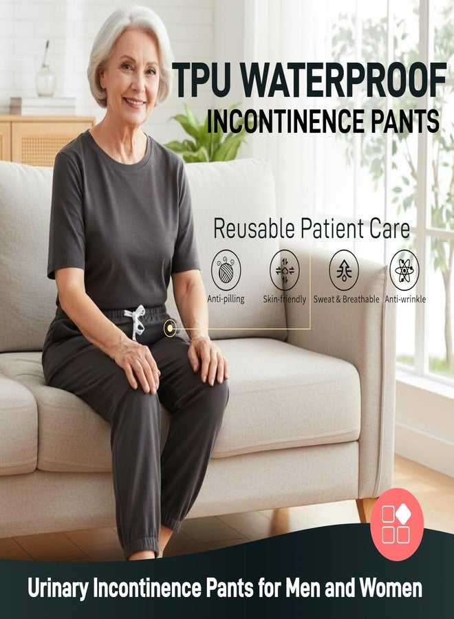 Yodilala TPU Waterproof and Leak-Proof Patient Care Long Pants,Reusable Incontinence Pants,Leak-Proof and Washable Urinary Incontinence Pants Suitable for Elderly(Gray, L - Image 2