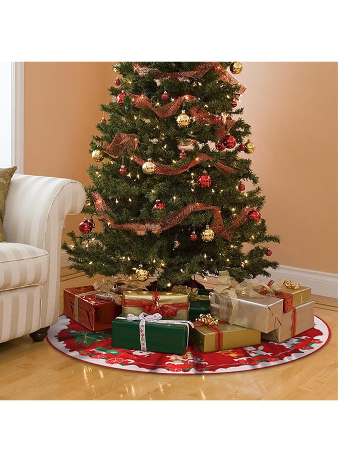 AUTOYSUR Christmas Tree Skirt Red White Cloth Christmas Tree Base Cover Skirts Decor for Xmas Party Holiday Home Garden (Christmas Train, 48inch) - Image 4