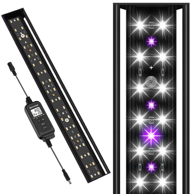 REPTITRIP 16-Inch LED UVB Reptile Light with Auto On/Off & Preset Day-Night Cycle Dimming, 4 UVI Modes Fixture Controller, 14W Aluminum UVA UVB Lamp for Bearded Dragons, Turtles & Snakes, 6500K - Image 1