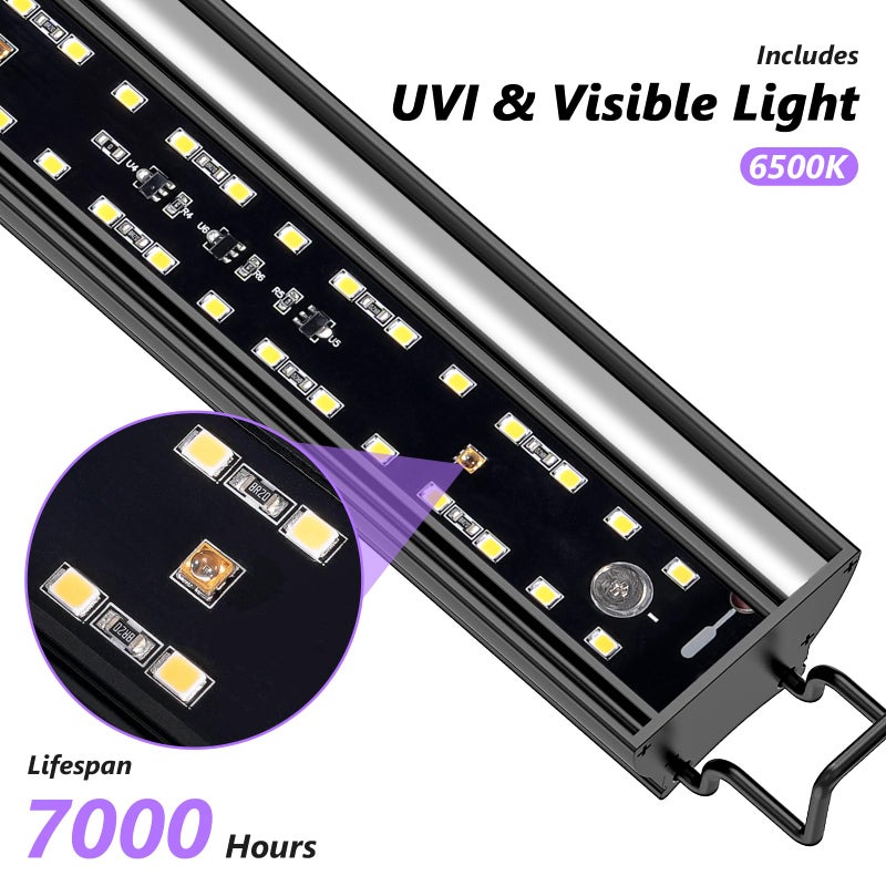 REPTITRIP 16-Inch LED UVB Reptile Light with Auto On/Off & Preset Day-Night Cycle Dimming, 4 UVI Modes Fixture Controller, 14W Aluminum UVA UVB Lamp for Bearded Dragons, Turtles & Snakes, 6500K - Image 4