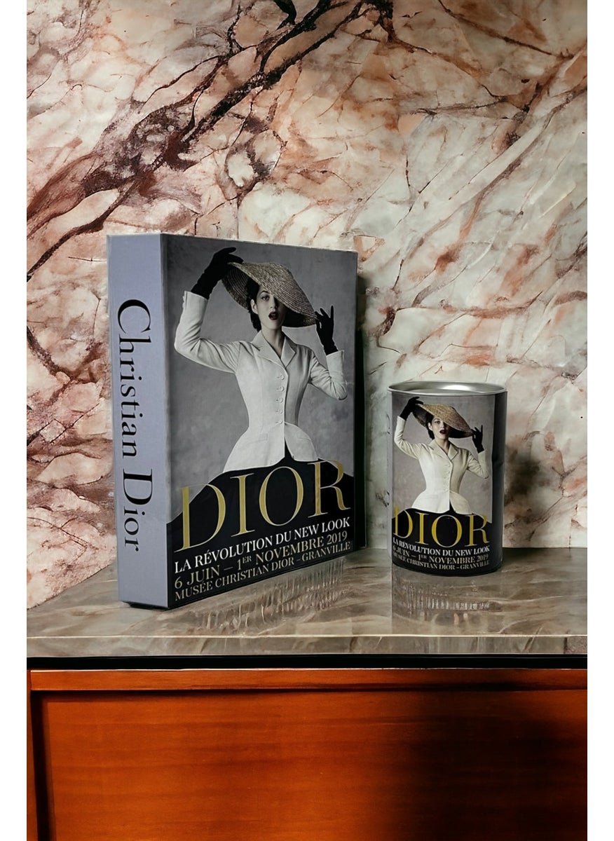 Saccura Dekor Decorative Book Box & Cylinder Box Set Dior Box Set with Hat Figure  - Image 2