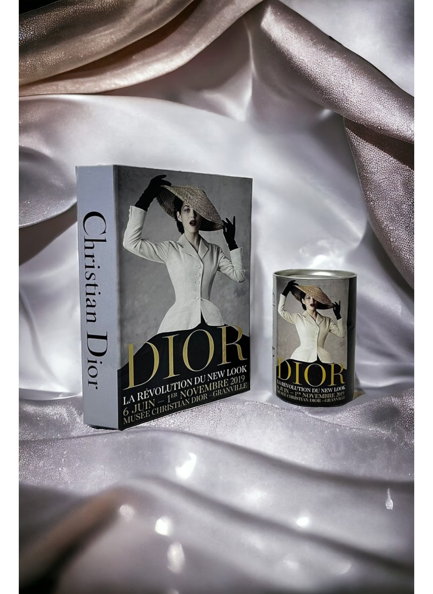 Saccura Dekor Decorative Book Box & Cylinder Box Set Dior Box Set with Hat Figure  - Image 1