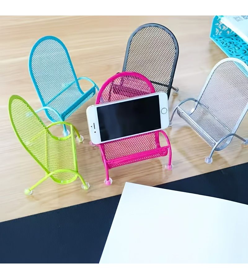 2pcs Rose Red Creative Desk Phone Stands Chair Design Stable Weighted Bedside Stands - Image 1