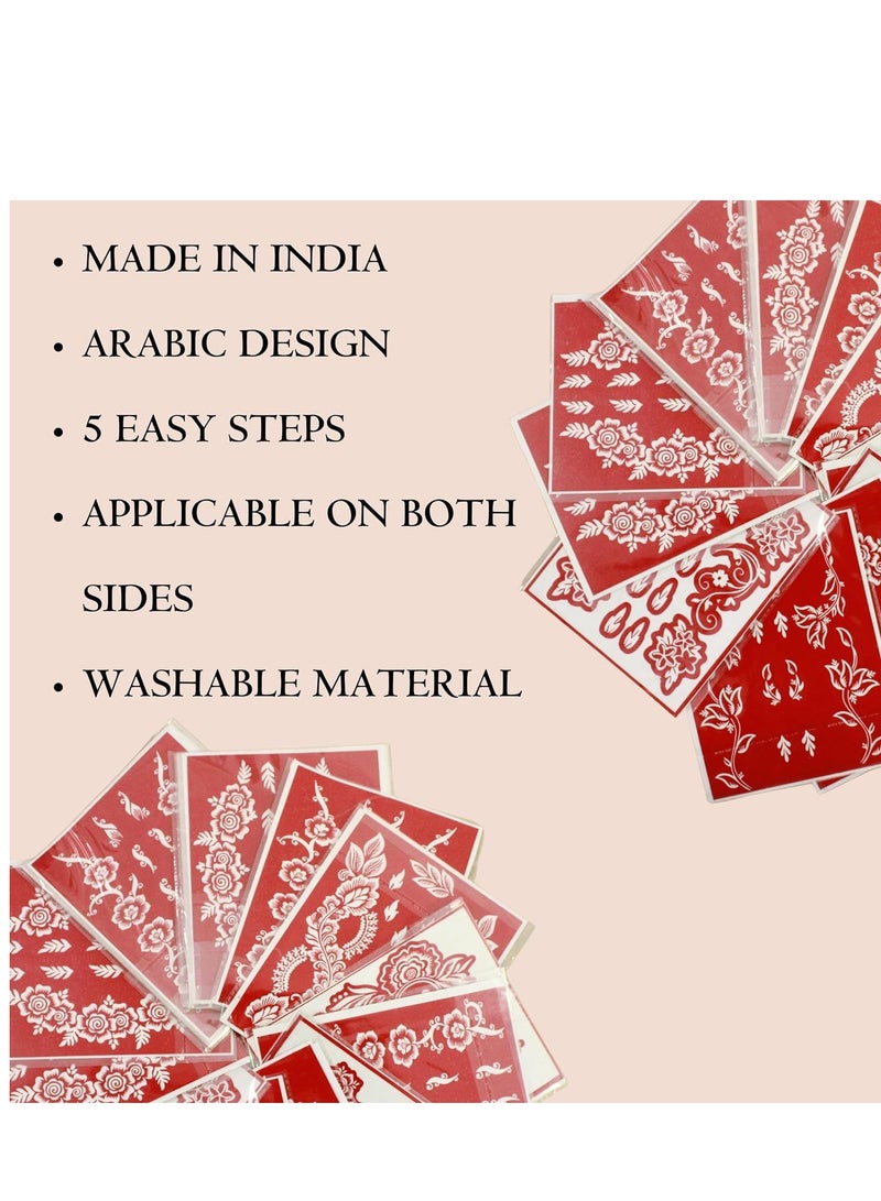 أمينا حناء أمينة سريعة التحضير، مخروط الحناء | مع مجموعة مجانية من 3 ملصقات/استنسلات كاملة لليدين | بدون مواد كيميائية | يدوم طويلاً | عبوة من 12 قطعة × 25 جم لكل قطعة | لون بني - Image 3