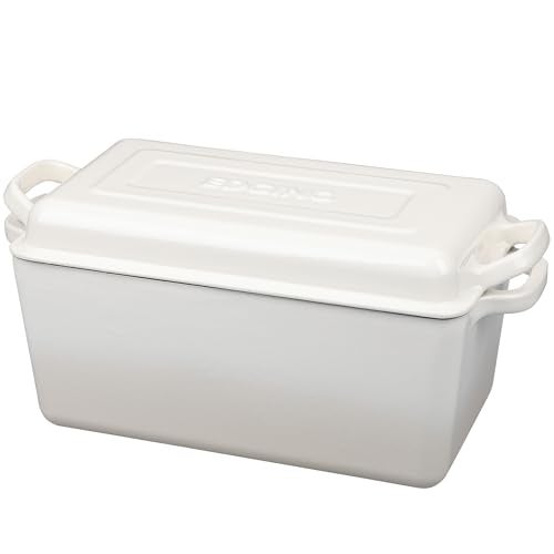 EDGING CASTING Enameled Cast Iron Dutch Oven, Oblong Bread Oven for Sourdough Bread Baking, Baking Pan, Dual Handles, Oven Safe, 4 Quart, White - Image 3