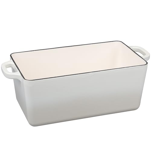 EDGING CASTING Enameled Cast Iron Dutch Oven, Oblong Bread Oven for Sourdough Bread Baking, Baking Pan, Dual Handles, Oven Safe, 4 Quart, White - Image 4