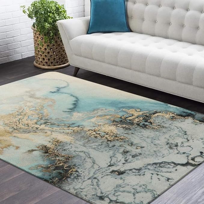 Brikipth Brikipth Area Rugs Soft Durable 3D Marble Stone Print Door Mats Indoor Modern Extra Large Area Rug NonSlip Rugs for Indoor Living Room Bedroom Dining Room - Image 2