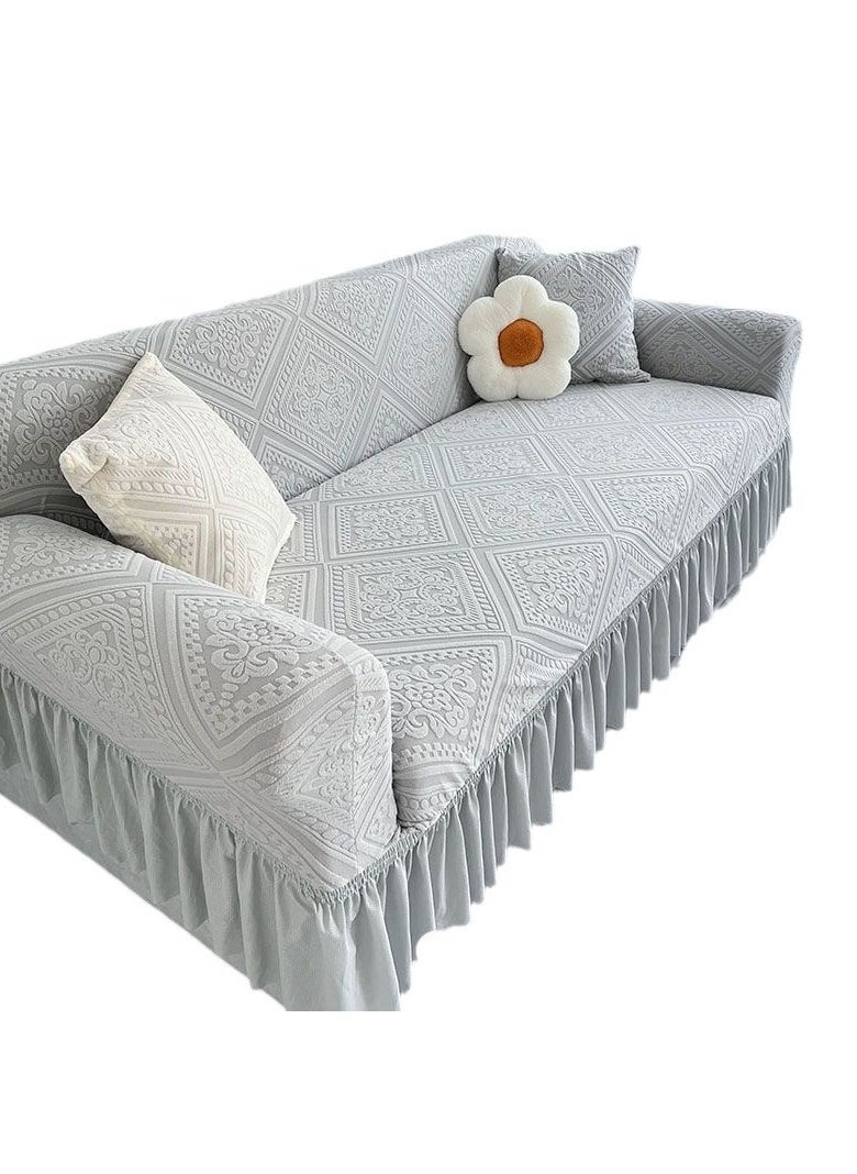 General Retro sofa cover universal skirt new all-inclusive four seasons dust-proof non-slip cushion elastic (gray)  - Image 2