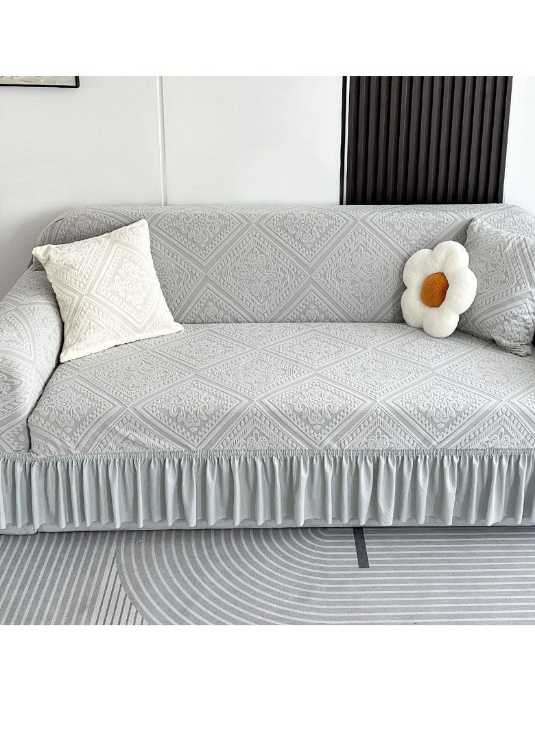 General Retro sofa cover universal skirt new all-inclusive four seasons dust-proof non-slip cushion elastic (gray)  - Image 3
