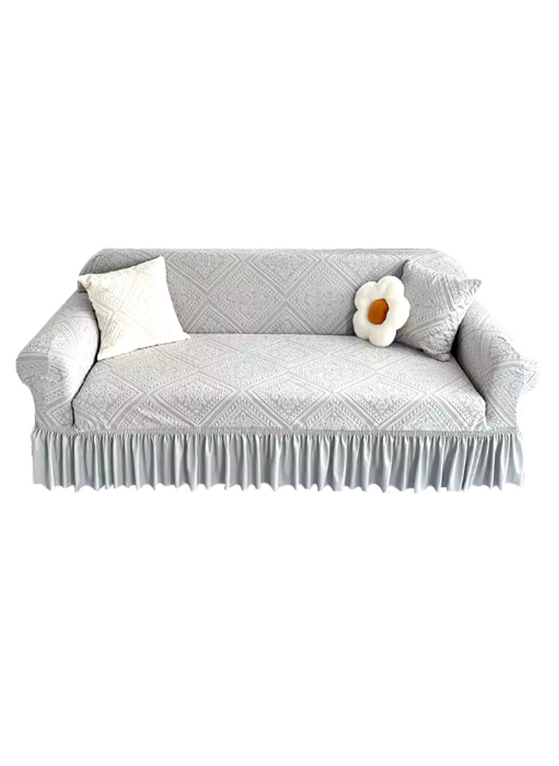 General Retro sofa cover universal skirt new all-inclusive four seasons dust-proof non-slip cushion elastic (gray)  - Image 1
