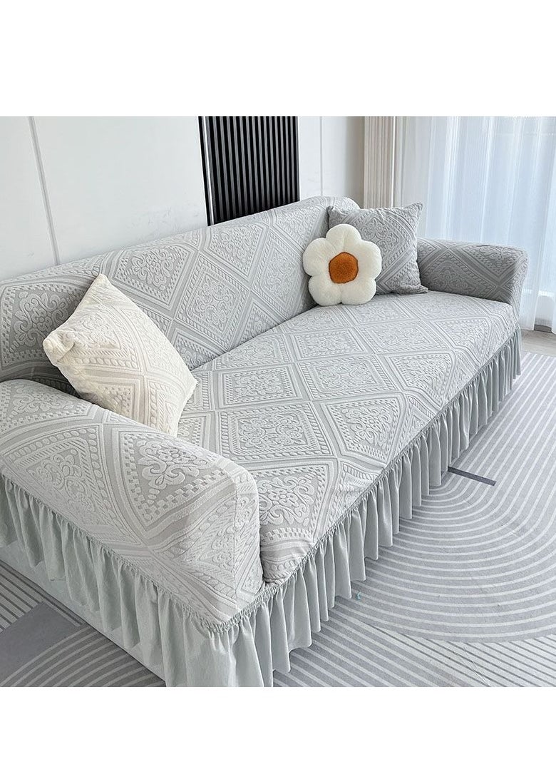 General Retro sofa cover universal skirt new all-inclusive four seasons dust-proof non-slip cushion elastic (gray)  - Image 5
