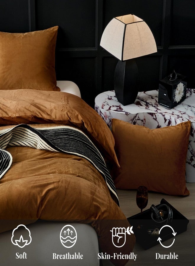 WARMDERN Camel Velvet Duvet Cover King Size Flannel Duvet Cover Bedding Sets, 3pcs Ultra Soft Luxury Textured Modern Crystal Velvet Duvet Covers with Zipper Closure(Camel, King) - Image 5
