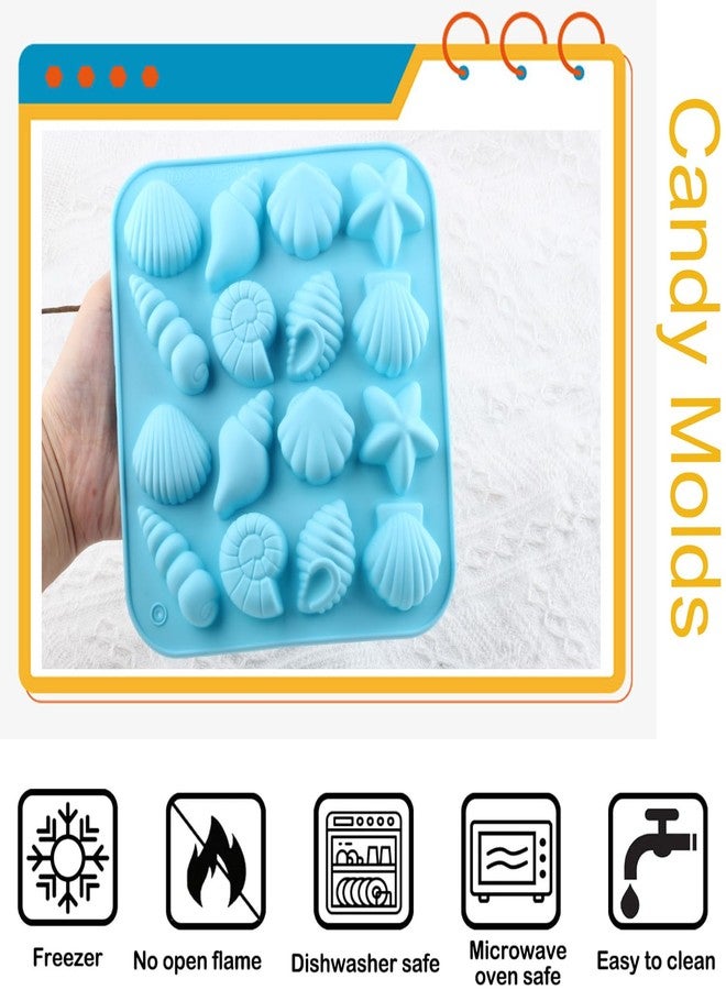 YIMINGMOLD قوالب سيليكون YIMINGMOLD بتصميم بحري، على شكل صدفة بحرية ونجمة بحر، لتزيين الكيك بعجينة السكر والحلوى الصلبة، مجموعة من قطعتين - Image 3
