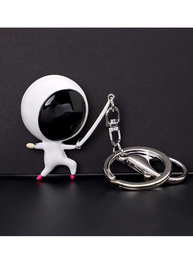 key chain wallet keychain Fashion Keychain Outer Space Party keychain ring Astronaut Key Ring baby gifts Keychain Decor Zinc alloy white Metal package decoration lovers 1pc - Image 4