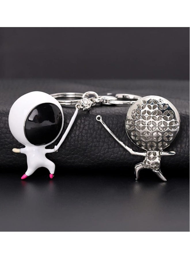 key chain wallet keychain Fashion Keychain Outer Space Party keychain ring Astronaut Key Ring baby gifts Keychain Decor Zinc alloy white Metal package decoration lovers 1pc - Image 3