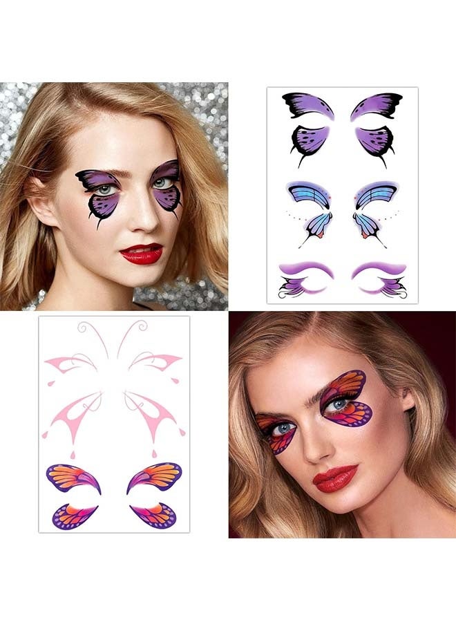 ٦ أوراق وشم الفراشة - وشم مؤقت للوجه للنساء والفتيات، ١٧ زوجًا - Image 2