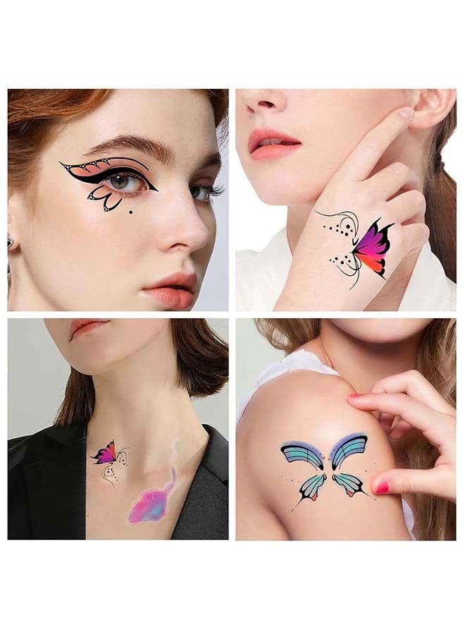 ٦ أوراق وشم الفراشة - وشم مؤقت للوجه للنساء والفتيات، ١٧ زوجًا - Image 4