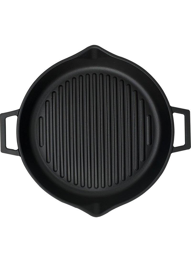 Lava Cast Iron Round Grill Pan with Metal Handle. Base Concave 15MM. DIAMETER(Ø)30CM.  - Image 3
