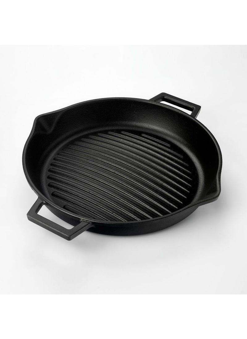Lava Cast Iron Round Grill Pan with Metal Handle. Base Concave 15MM. DIAMETER(Ø)30CM.  - Image 2