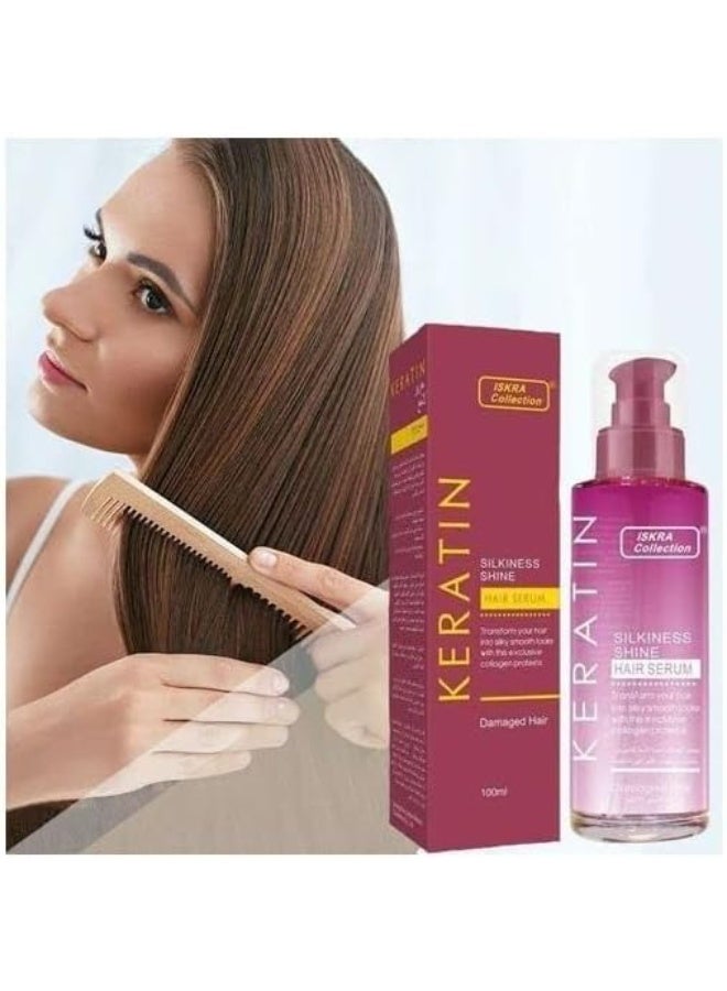 Lareen Keratin Hair Serum Silkiness Shine 100 ml Smooth Repair Frizz Control Glossy Hair Care - Image 2