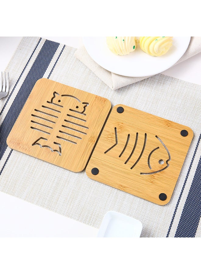 Creative Dining Table Mat Heat Insulation Mat Plate Household Anti-Perm Mat Home Hollow Wooden Coaster Sand Pot Mat Bowl Mat-Color:Large Hot Wheels - Image 3