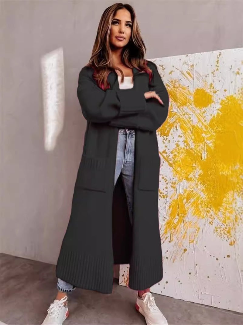 Loose Long Sleeve Knitted Cardigan Casual Coat Thickened Sweater - Image 5