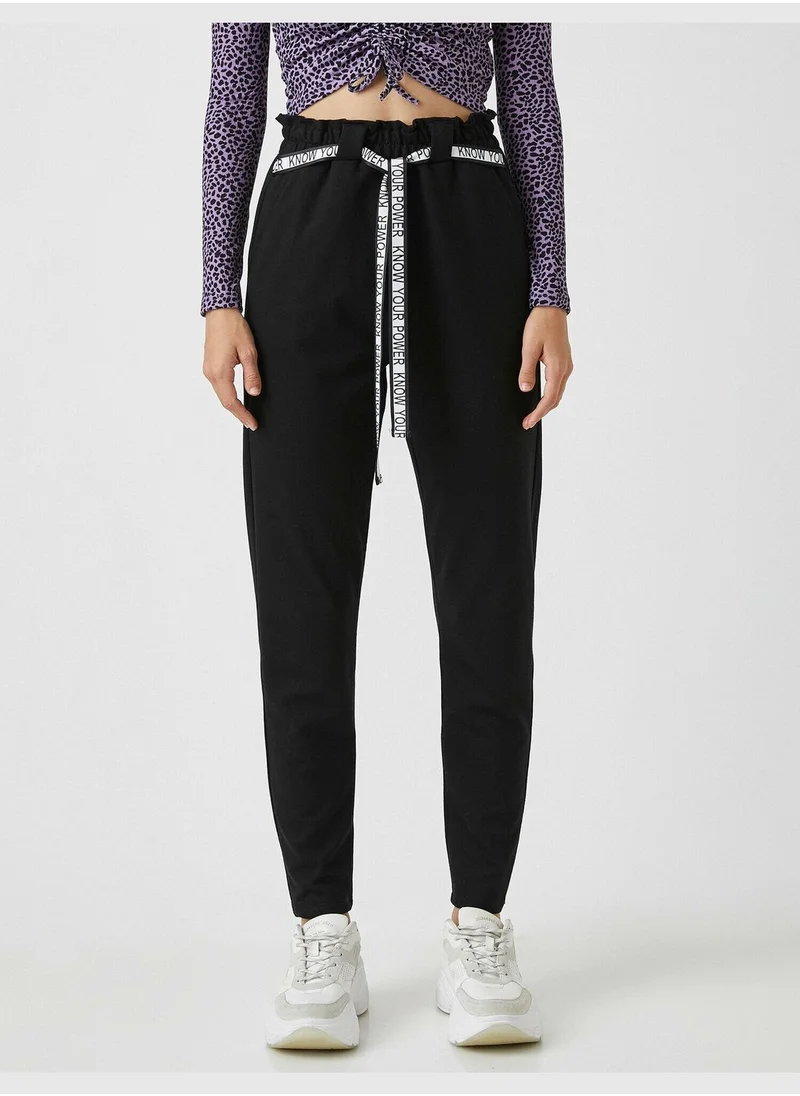 KOTON High Waist Belt Detail Trousers