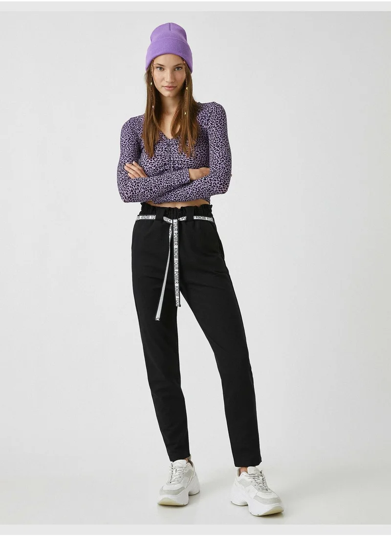KOTON High Waist Belt Detail Trousers