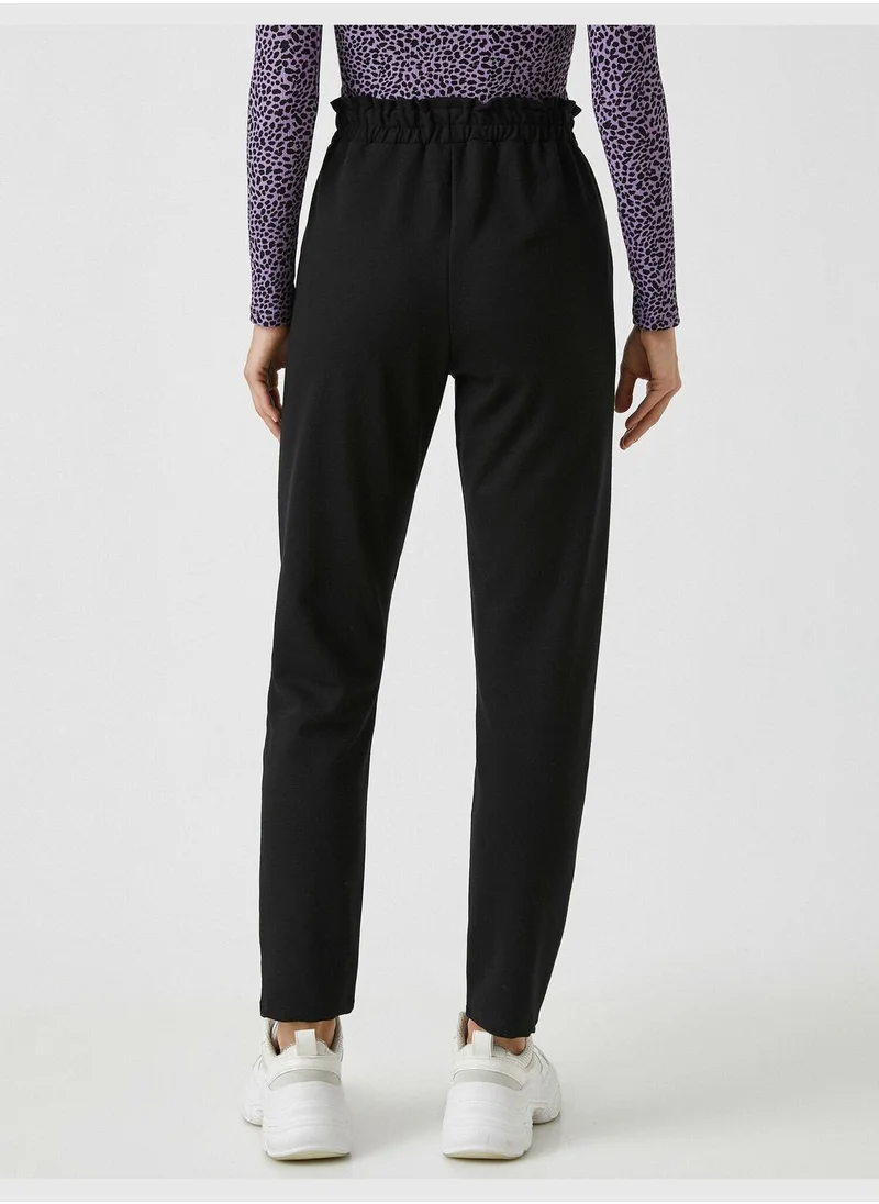 KOTON High Waist Belt Detail Trousers
