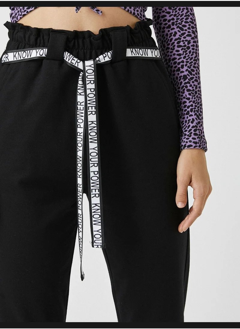 KOTON High Waist Belt Detail Trousers