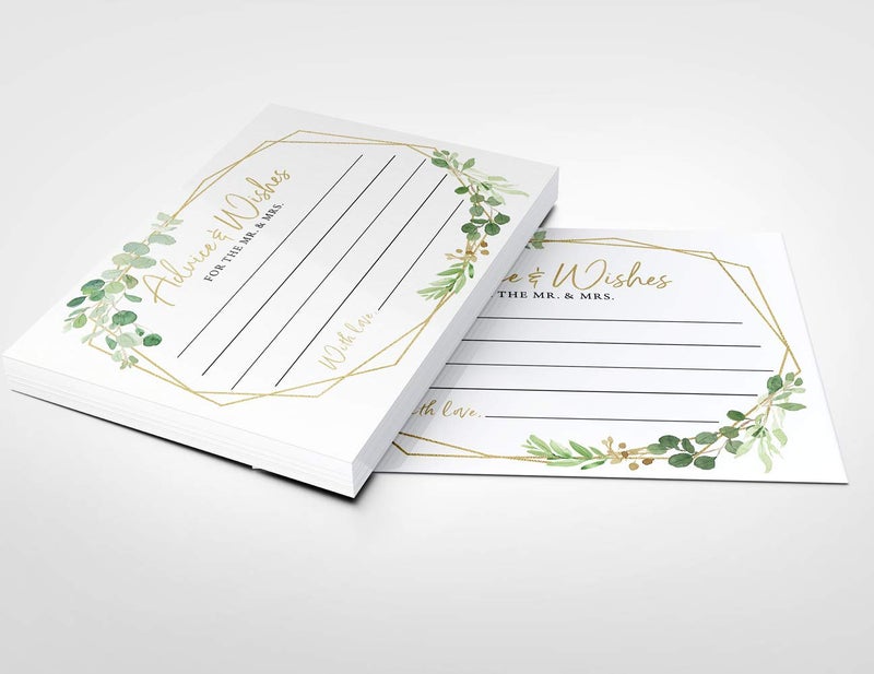 Printed Party Advice and Wishes for The Mr and Mrs â€“ Wedding Advice Cards for Bridal Shower, Games and Favors for Guests, Botanical Greenery Decor, 50 Cards - Image 3
