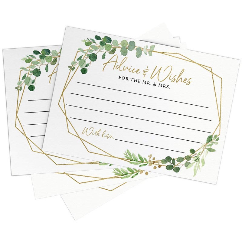 Printed Party Advice and Wishes for The Mr and Mrs â€“ Wedding Advice Cards for Bridal Shower, Games and Favors for Guests, Botanical Greenery Decor, 50 Cards - Image 2
