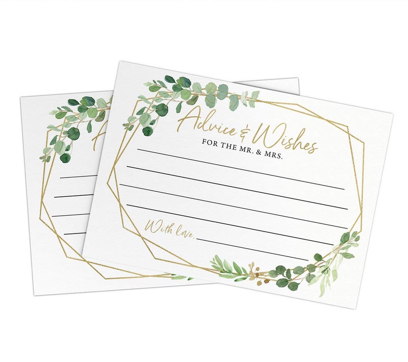 Printed Party Advice and Wishes for The Mr and Mrs â€“ Wedding Advice Cards for Bridal Shower, Games and Favors for Guests, Botanical Greenery Decor, 50 Cards - Image 5