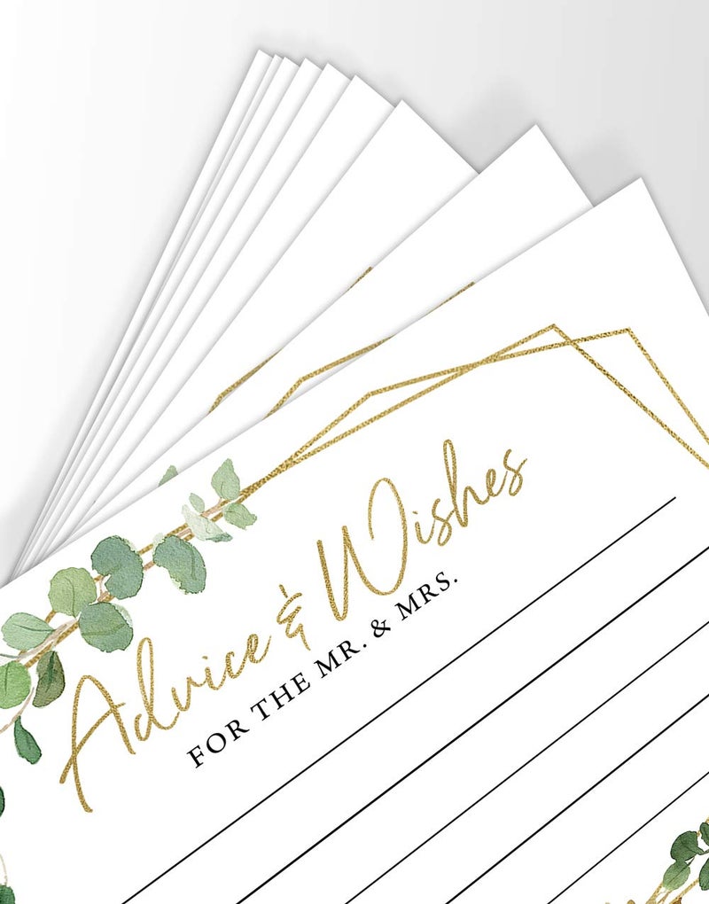 Printed Party Advice and Wishes for The Mr and Mrs â€“ Wedding Advice Cards for Bridal Shower, Games and Favors for Guests, Botanical Greenery Decor, 50 Cards - Image 4