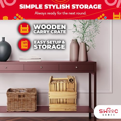 SWOOC Games - Kubb Yard Game Set - Premium Hardwood Viking Chess Set w/Wood Crate - for Adults & Kids - Backyard Size Kubb Game - for Kuub Tournaments with Friends - Viking Game - Kuube Outdoor Game - Image 5