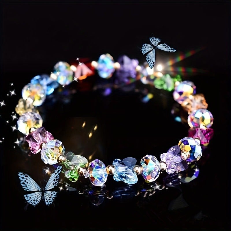 YEYULIN 1pc Mixed Color Bohemian Style Butterfly Charm Elastic Stretch Beaded Bracelet Cute Theme No Plating - Image 3