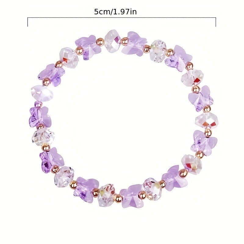 YEYULIN 1pc Mixed Color Bohemian Style Butterfly Charm Elastic Stretch Beaded Bracelet Cute Theme No Plating - Image 5