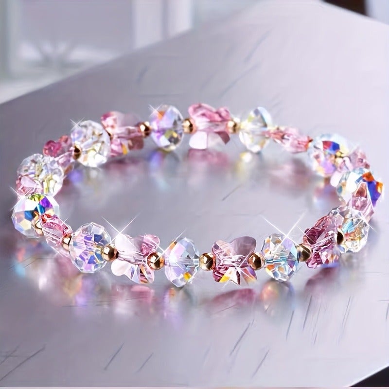 YEYULIN 1pc Mixed Color Bohemian Style Butterfly Charm Elastic Stretch Beaded Bracelet Cute Theme No Plating - Image 1