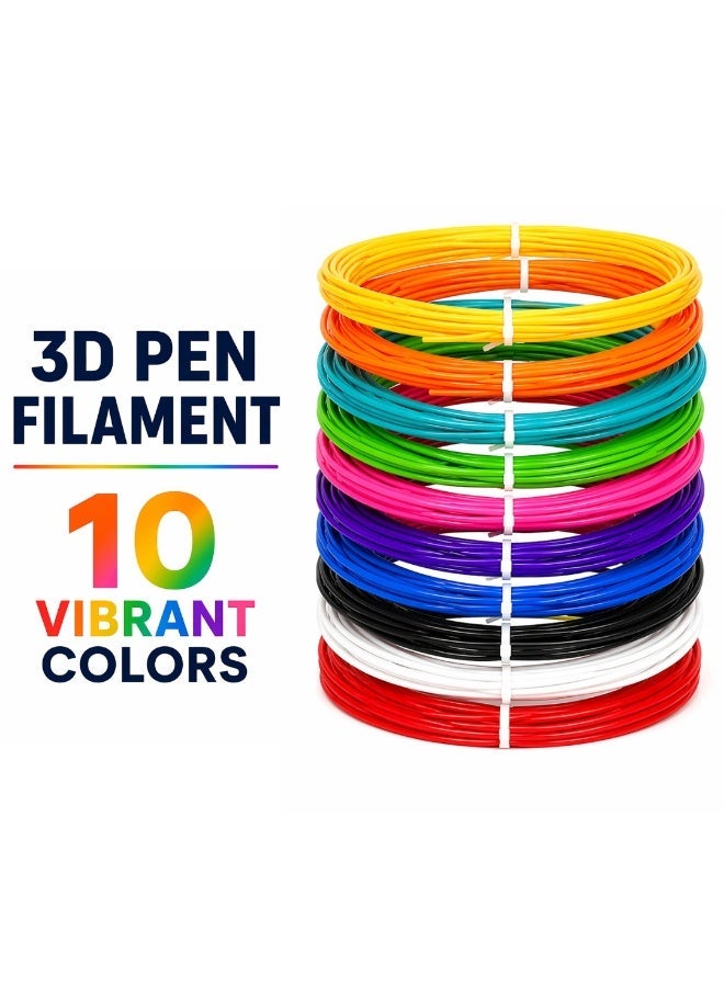 Lukadah 3D Pen Filament Refills 1.75mm – 10 Colors, 5m Each, Low Temperature 160–200°C, Multicolor Pack, Compatible with Most 3D Printing Pens, Smooth Drawing, Non-Toxic, Eco-Friendly Craft Plastic Wire for Kids Adults Art DIY - Image 1