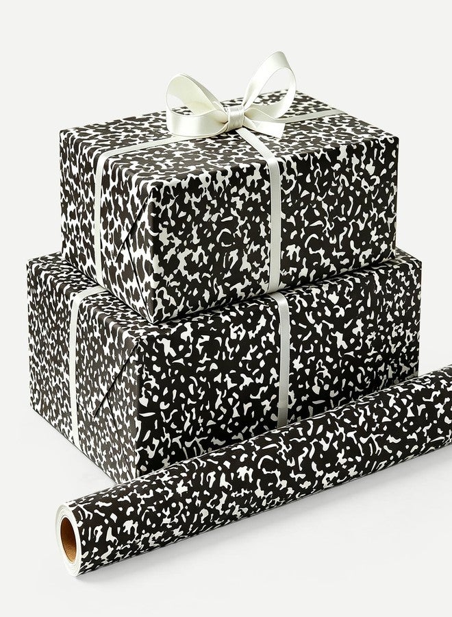 Whaline Back to School Speckled Wrapping Paper Teacher Appreciation Gift Wrapper Paper - 17 In x 32.8 Ft - Black White Speckled Composition Crafts Paper Mini Roll for First Day of School Party - Image 1