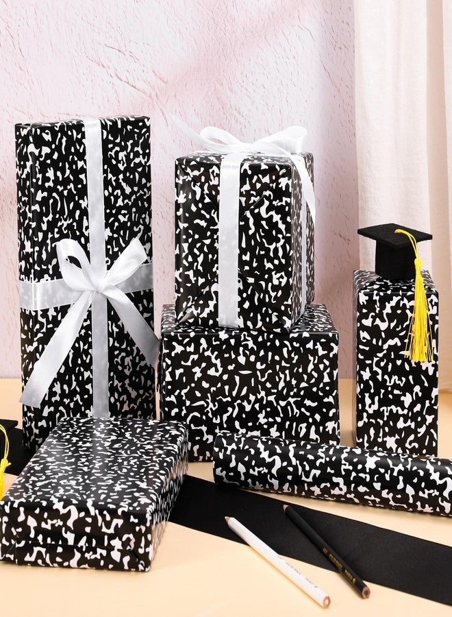 Whaline Back to School Speckled Wrapping Paper Teacher Appreciation Gift Wrapper Paper - 17 In x 32.8 Ft - Black White Speckled Composition Crafts Paper Mini Roll for First Day of School Party - Image 5