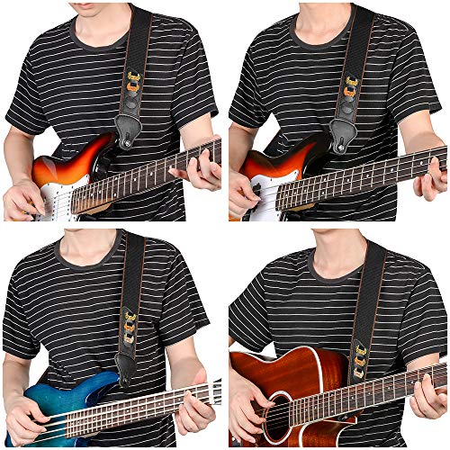 BestSounds Guitar Strap, 100% Soft Cotton Guitar Straps With 3 Pick Holders For Bass, Electric & Acoustic Guitar (Black) - Image 5