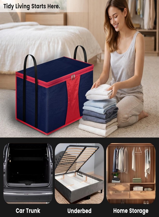 Storite Multi-Purpose Moisture Proof Heavy Duty 1680 Denier Nylon 110 L Super-Size Large Toys/Stationery Paper/Blankets/Clothes Storage Bag - Red/Navy Blue (63.5 x 45.7 x 38cm) - Image 4