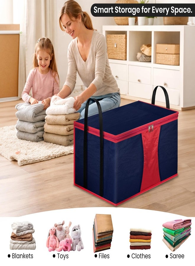 Storite Multi-Purpose Moisture Proof Heavy Duty 1680 Denier Nylon 110 L Super-Size Large Toys/Stationery Paper/Blankets/Clothes Storage Bag - Red/Navy Blue (63.5 x 45.7 x 38cm) - Image 5