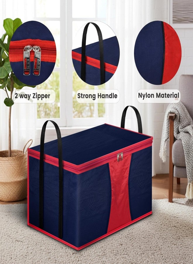 Storite Multi-Purpose Moisture Proof Heavy Duty 1680 Denier Nylon 110 L Super-Size Large Toys/Stationery Paper/Blankets/Clothes Storage Bag - Red/Navy Blue (63.5 x 45.7 x 38cm) - Image 3