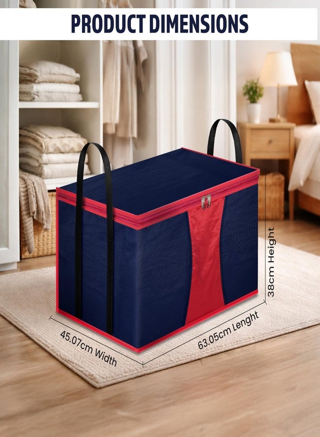 Storite Multi-Purpose Moisture Proof Heavy Duty 1680 Denier Nylon 110 L Super-Size Large Toys/Stationery Paper/Blankets/Clothes Storage Bag - Red/Navy Blue (63.5 x 45.7 x 38cm) - Image 2