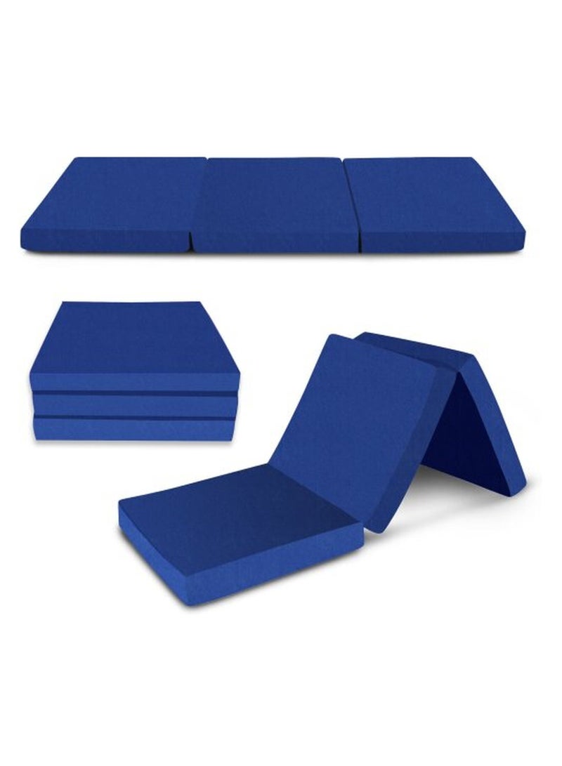 Comfy مرتبة طبية مريحة قابلة للطي محمولة 180 × 90 × 10 سم مخملية زرقاء - Image 3