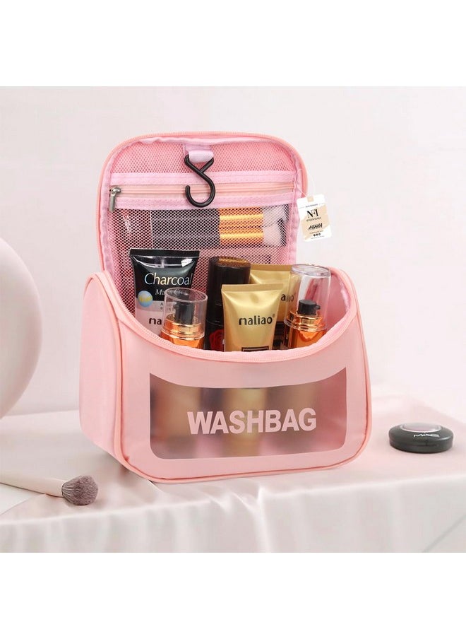 NFI essentials NFI essentials Transparent Cosmetic Organizer Bag with Hook, Washbag Pouch Travel Makeup Bag Portable Carry Toiletry Storage Bag Makeup Pouch for Women Girls  - Image 2