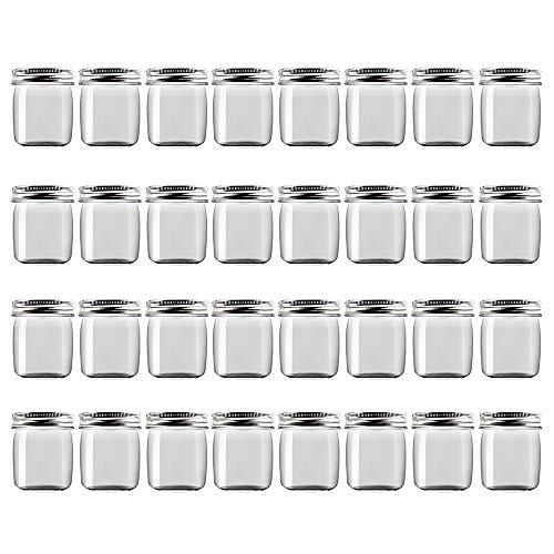 novelinks 8 Ounce Clear Plastic Jars Containers With Screw On Lids  Refillable Round Empty Plastic Slime Storage Containers for Kitchen  Household Storage  BPA Free 32 Pack