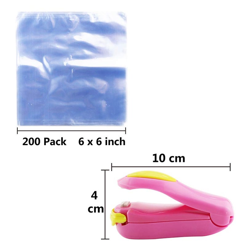 WFPLUS 200 pcs 6 x 6 inch Shrink Wrap Bags with Bonus Mini Heat Sealer, Bags for Handmade Soaps, Bath Bombs and DIY Crafts - Image 2
